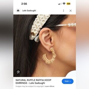 BNWT Lele Sadoughi Ruffled Raffia Hoop Earrings, $65 (+ $6 CA tax).